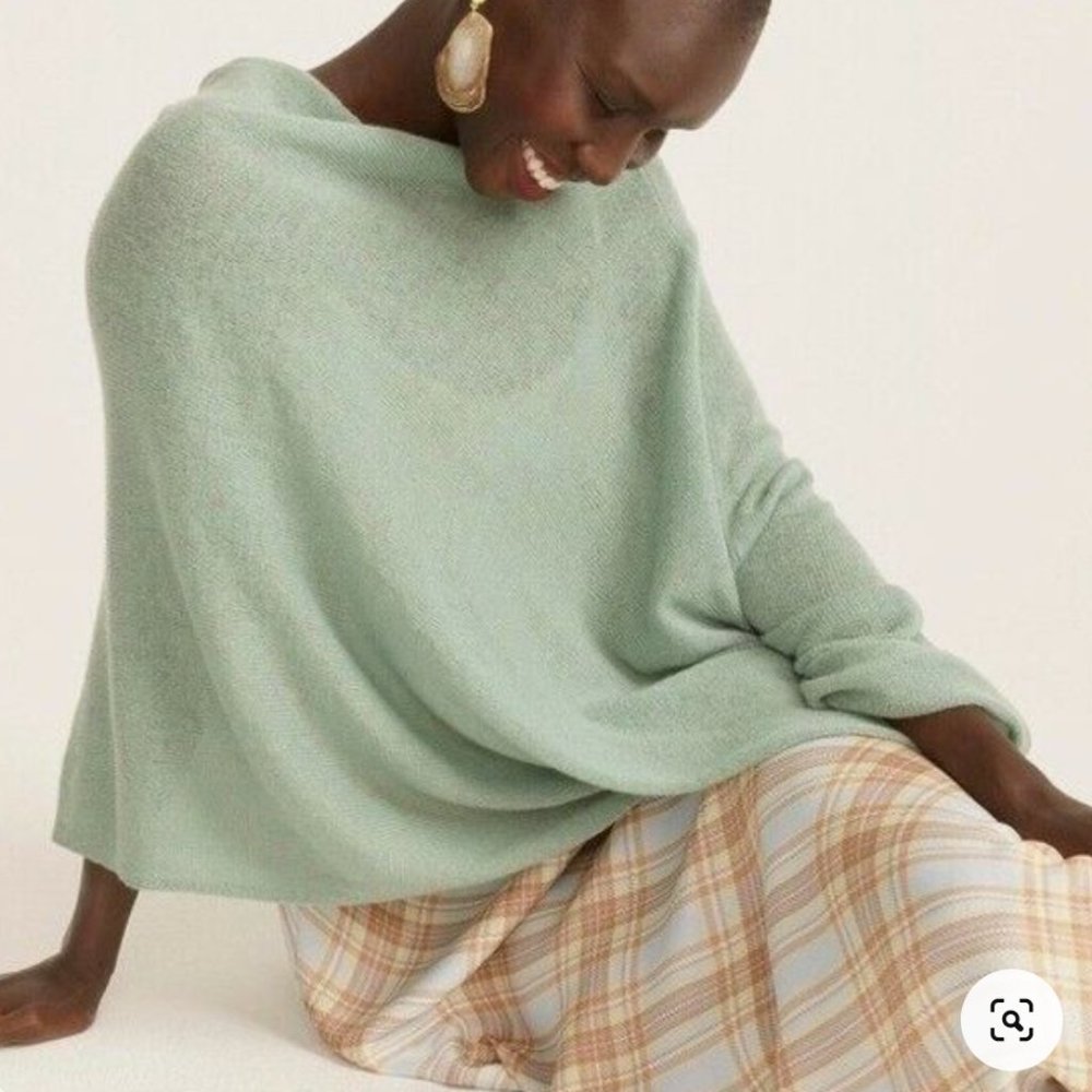 J.Crew Cashmere-wool poncho-AW423-DUSTY MINT-one size
